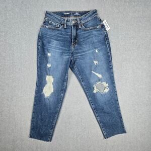 NWT Old Navy 2 Petite High Rise Curvy OG Straight Distressed Jeans Raw Hem 26x25